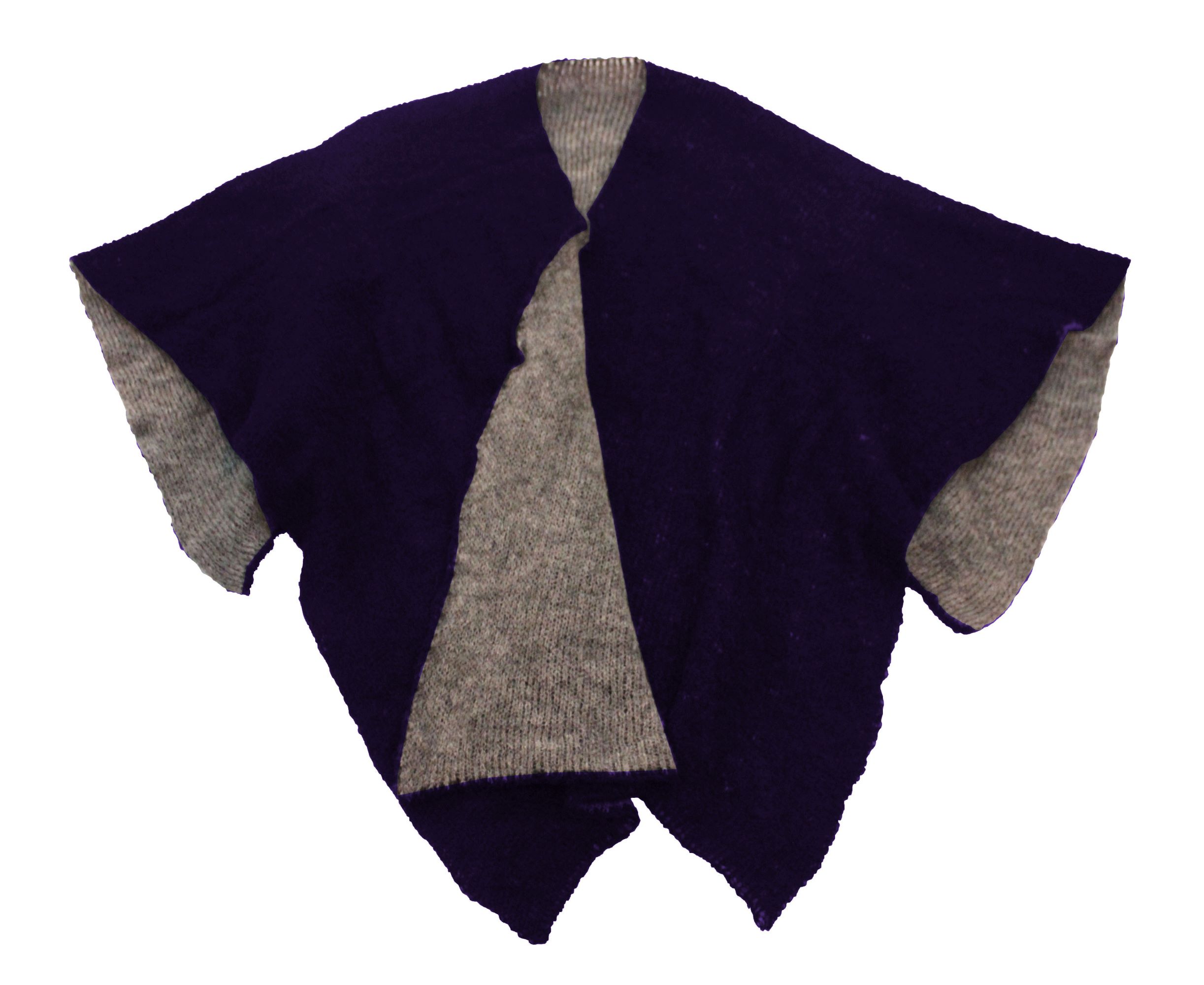 Double face bicolor cape in solid color 100% Made in Italy - Image 3