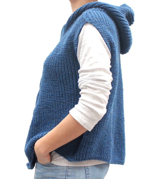 Poncho Cappuccio Jeans03 - knitwear - best handcraft made in Italy
