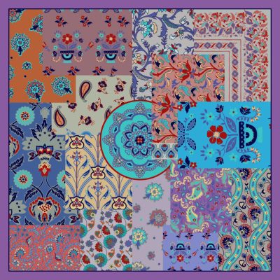 Foulard di seta con disegno "Firenze" patchwork Made in Italy qualità 100% italiana