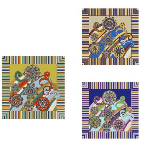Foulard di seta di raso con disegno Mandala patchwork MIX - packaging - best handcraft made in Italy
