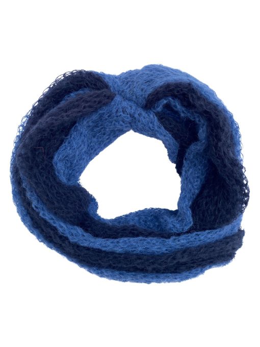 Scaldacollo in maglia bicolor Blu scuro e chiaro - lana - artigianato italiano