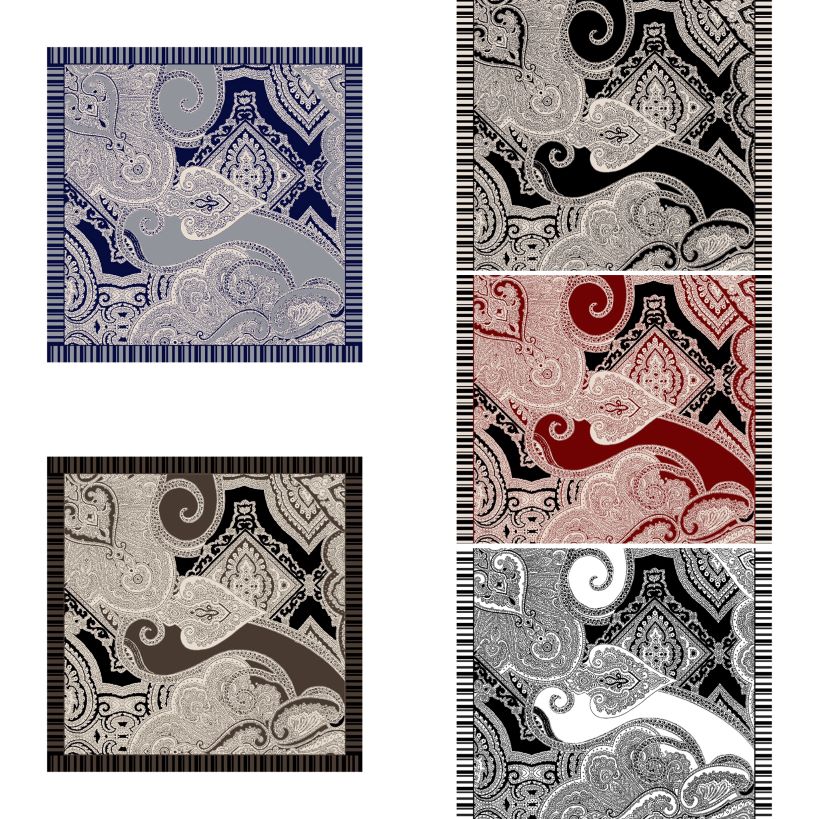 Foulard di seta disegno cashmere e paisley con cornice a righe Made in Italy qualità 100% italiana - immagine 19