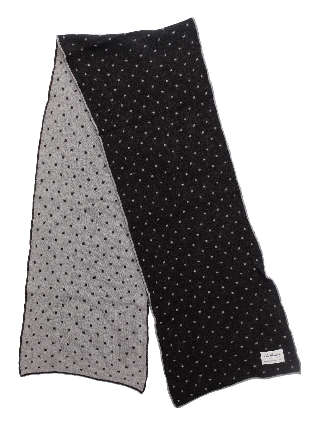 Sciarpa misto cashmere double face bicolor con fantasia pois piccoli Made in Italy qualità 100% italiana - immagine 2