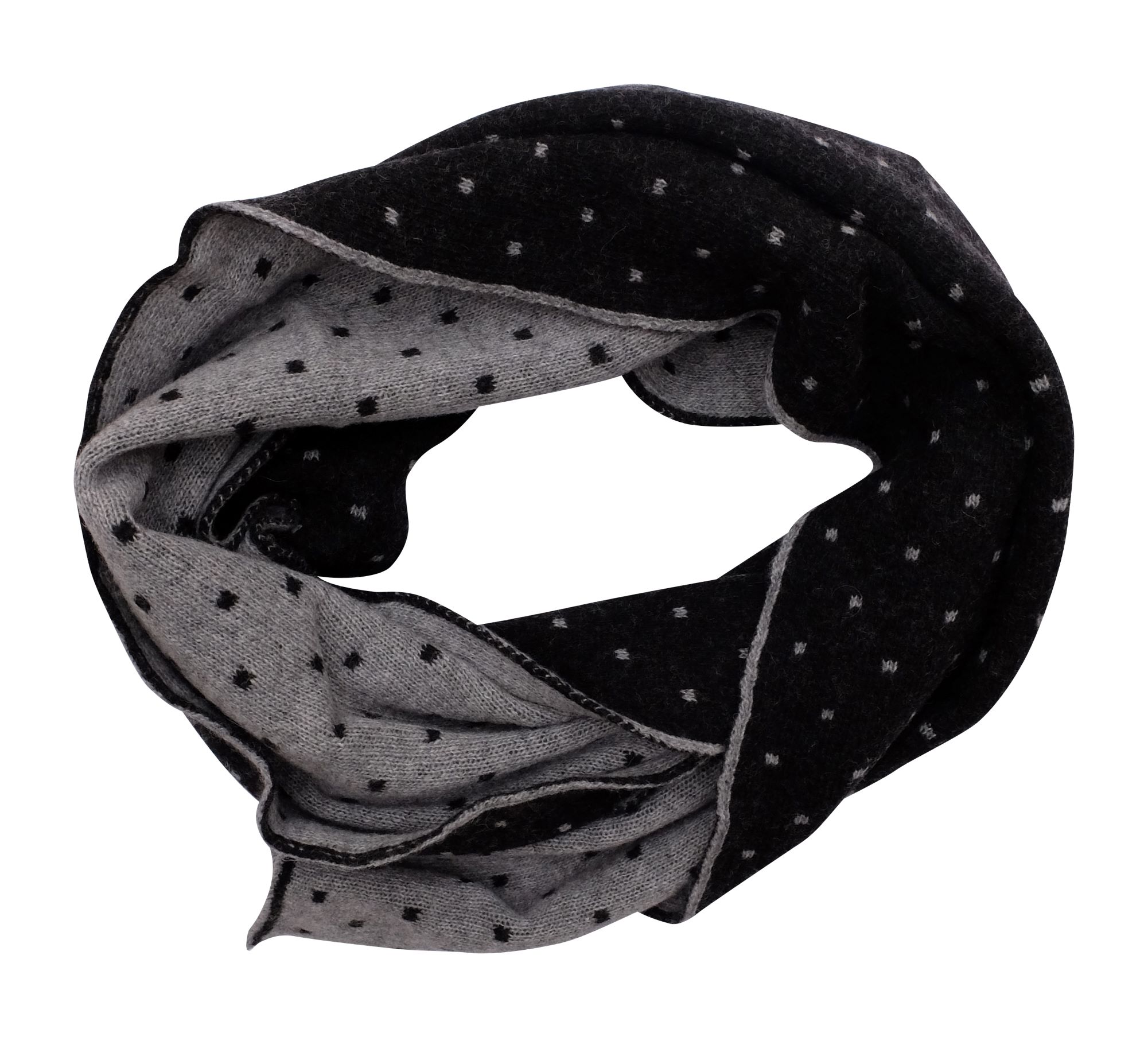 Sciarpa misto cashmere double face bicolor con fantasia pois piccoli Made in Italy qualità 100% italiana